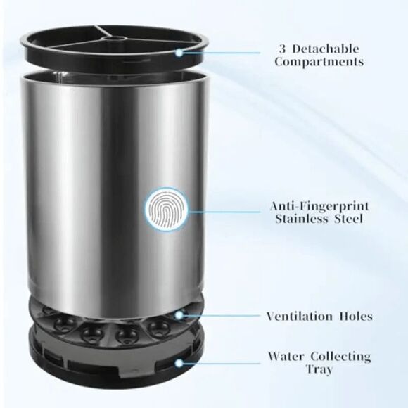 Stainless Steel Kitchen Utensil Holder 360 Rotating - Picture 6 of 8